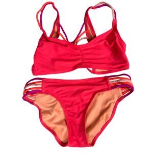 Xhiliration Women's Bikini Swimwear Set Orange Size Small S